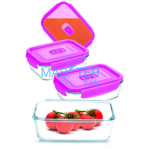 Набор прямоугольных контейнеров PURE BOX ACTIVE pink 4 предмет