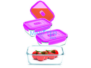 Набор прямоугольных контейнеров PURE BOX ACTIVE pink 4 предмет