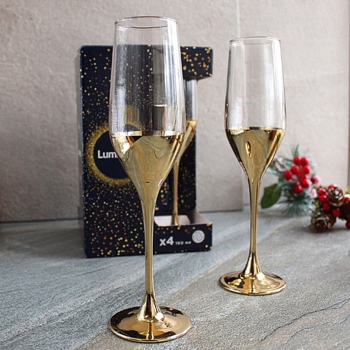 Набор бокалов для шампанского 160мл 4шт Luminarc Celeste Электрическое золото 