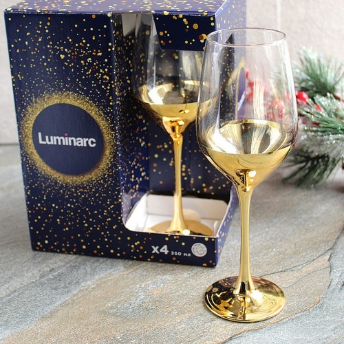 Набор бокалов для вина 350мл 4шт Luminarc Селест Электрическое Золото 