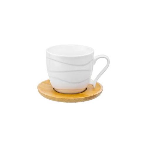 Чашка для капучино и кофе латте 220 мл 11*8,3*7,5 см "Айсберг волны" + дер. подставка